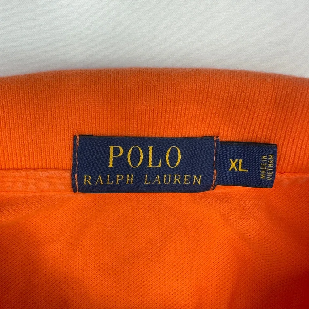 Polo Ralph Lauren Shirt Men's XL  Orange Green Pony Short Sleeve Golf Summer